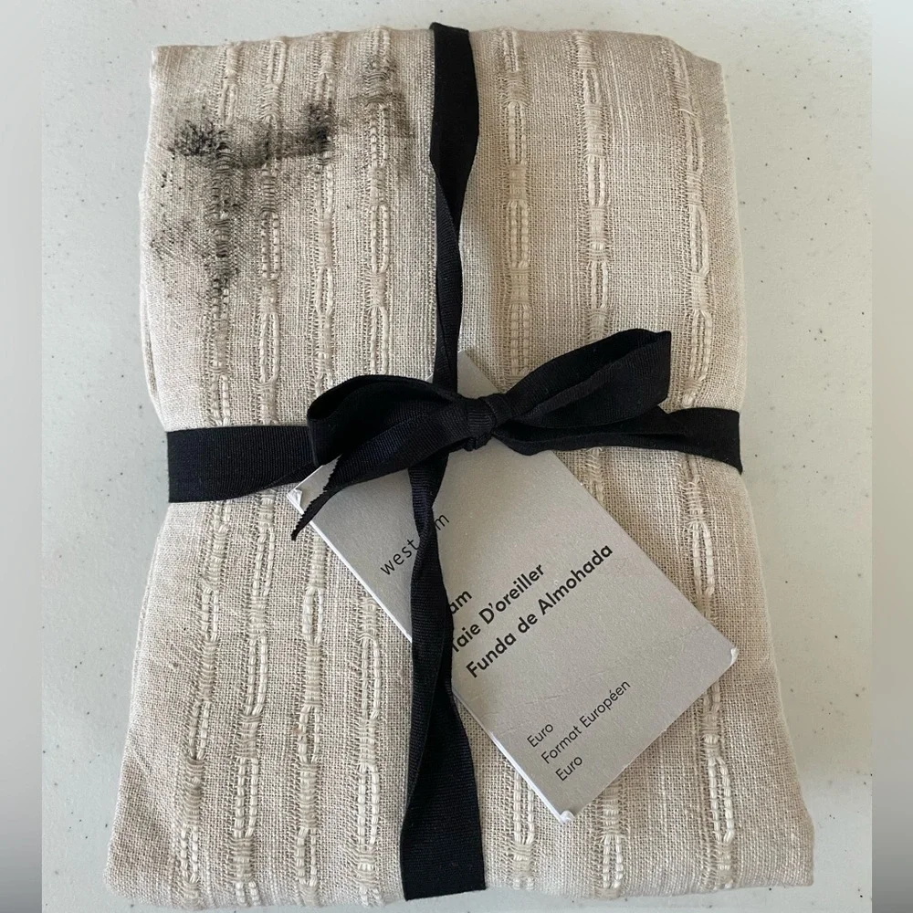 West Elm Reese Linen Cotton Euro Shams in Sand #3